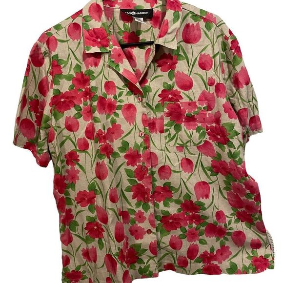 Vintage Sag Harbor Sleeveless Button Down Blouse Ornate Floral main image 1
